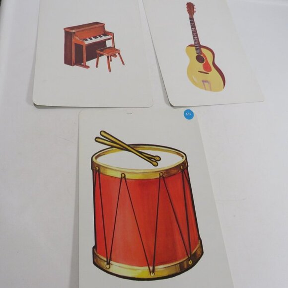 Peabody Music Instruments 60's (3) cards Vintage Artwork Piano, Guitar, Drum - Picture 1 of 6